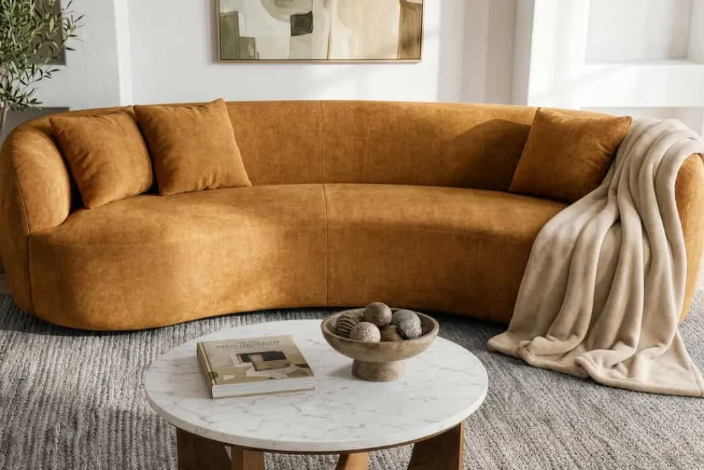 Riess-Ambiente Skandinavisch|3-Sitzer Sofa > Organisches Sofa ATELIER 230cm senfgelb Samt 3-Sitzer Couch inkl. Kissen