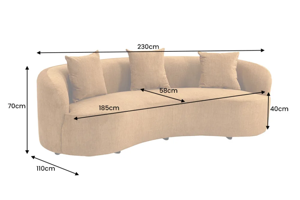 Riess-Ambiente Skandinavisch|3-Sitzer Sofa > Organisches Sofa ATELIER 230cm senfgelb Samt 3-Sitzer Couch inkl. Kissen