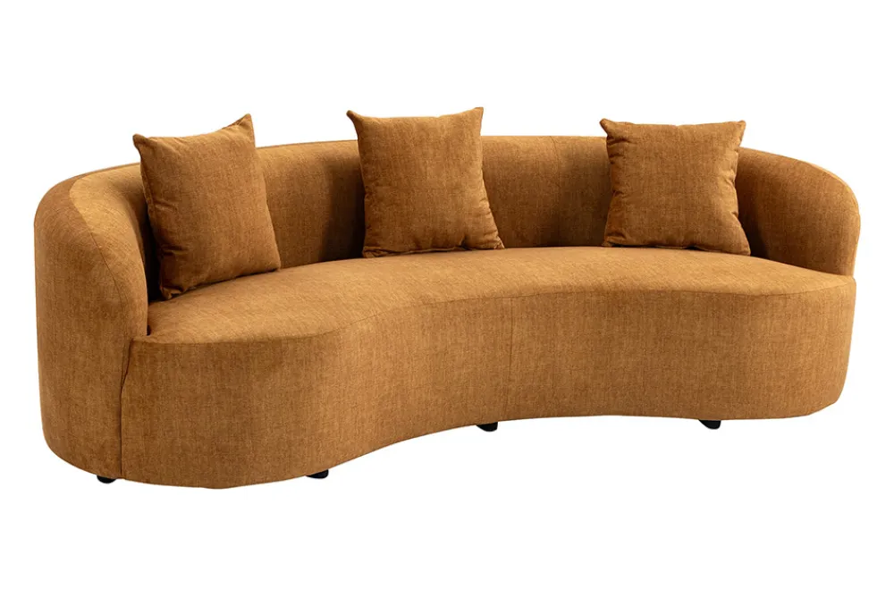Riess-Ambiente Skandinavisch|3-Sitzer Sofa > Organisches Sofa ATELIER 230cm senfgelb Samt 3-Sitzer Couch inkl. Kissen