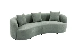 Riess-Ambiente Skandinavisch|3-Sitzer Sofa > Organisches Sofa ATELIER 230cm salbei Bouclé 3-Sitzer Couch inkl. Kissen