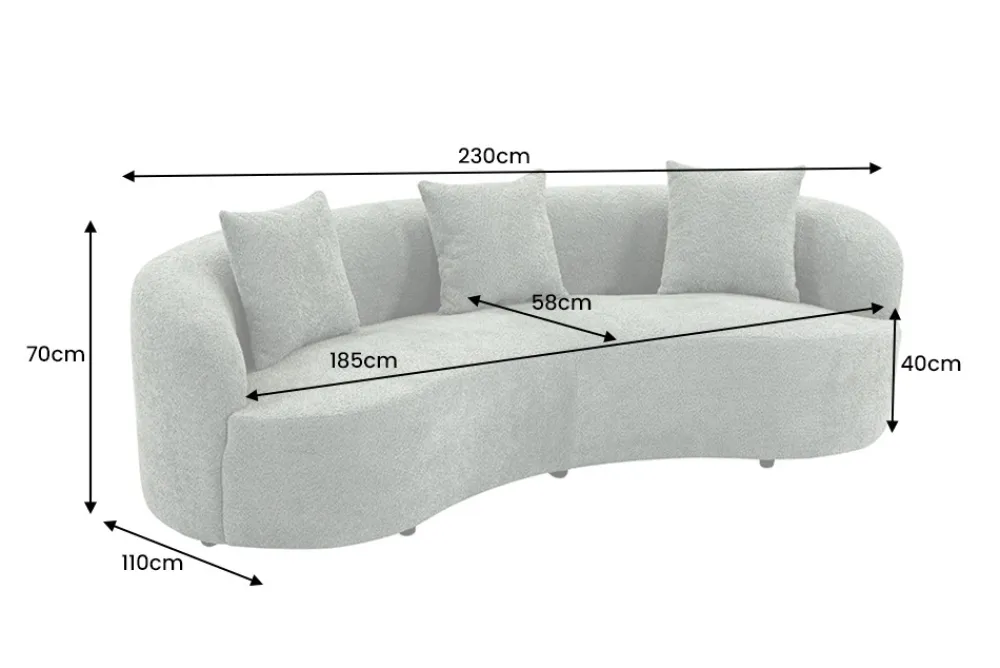 Riess-Ambiente Skandinavisch|3-Sitzer Sofa > Organisches Sofa ATELIER 230cm salbei Bouclé 3-Sitzer Couch inkl. Kissen