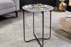 Riess-Ambiente Beistelltische > Orientalischer Beistelltisch CASABLANCA 50cm silber schwarz Tablett abnehmbar klappbar