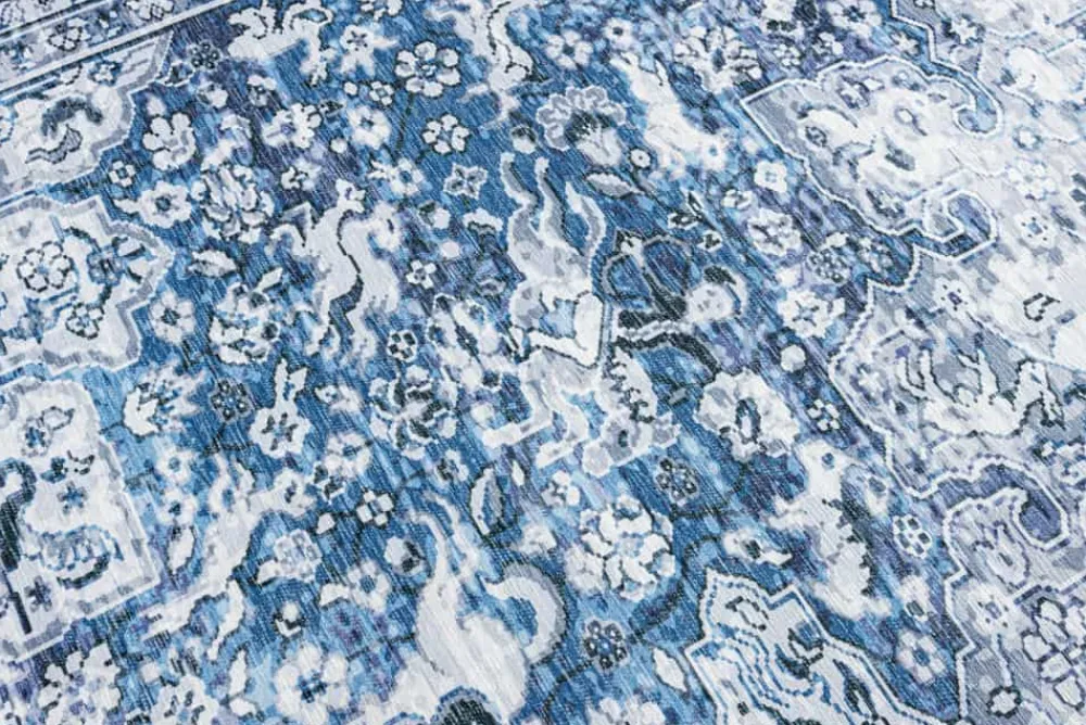 Riess-Ambiente Teppiche > Orientalischer XXL Teppich OLD MARRAKESCH 350x240cm grau blau Flachgewebe
