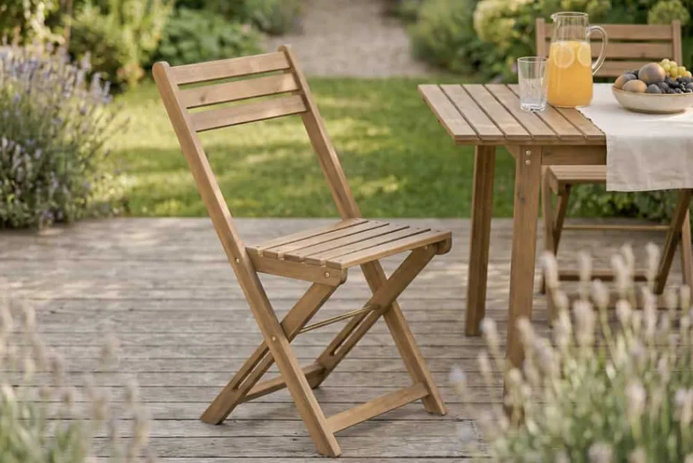 Riess-Ambiente Gartenstühle > Outdoor Balkon Stuhl BALI natur honey Akazienholz klappbar wetterfest Gartenstuhl