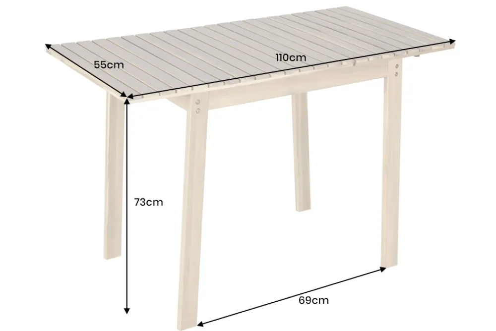 Riess-Ambiente Mehr...|Massivholztische > Outdoor Balkontisch BALI 110cm natur hell Akazienholz ausklappbar wetterfest