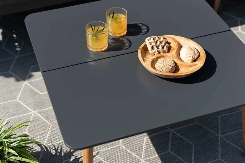 Riess-Ambiente Mehr...|Skandinavisch > Outdoor Beistelltisch IPANEMA 80cm anthrazit Aluminium Teakholz wetterfest Gartentisch