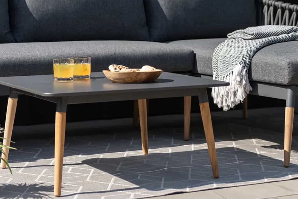 Riess-Ambiente Mehr...|Skandinavisch > Outdoor Beistelltisch IPANEMA 80cm anthrazit Aluminium Teakholz wetterfest Gartentisch