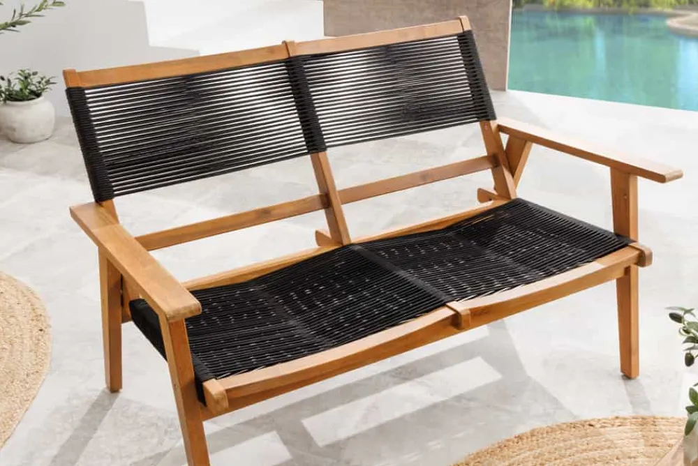 Riess-Ambiente Mehr...|Bänke Und Hocker > Outdoor Gartenbank BALI ROPE 120cm natur anthrazit Akazie 2-Sitzer