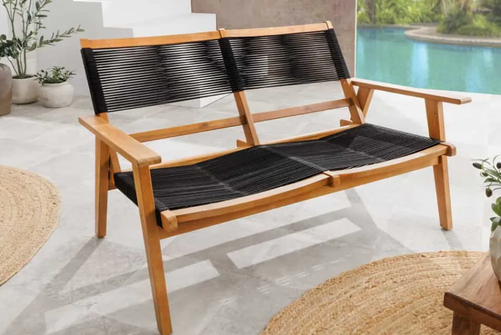 Riess-Ambiente Mehr...|Bänke Und Hocker > Outdoor Gartenbank BALI ROPE 120cm natur anthrazit Akazie 2-Sitzer