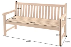 Riess-Ambiente Mehr...|Massivholz Gartenmöbel > Outdoor Gartenbank EMPIRE TEAK 150cm natur Massivholz