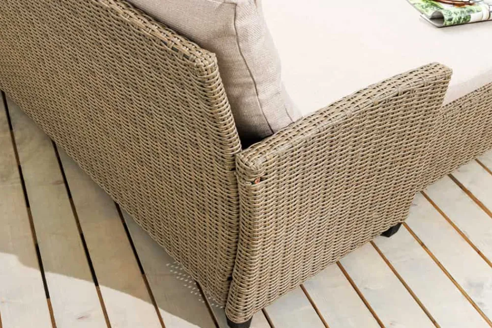 Riess-Ambiente Sitzgruppen > Outdoor Garten-Lounge MONACO 190cm natur Polyrattan Sitzecke inkl. Kissen wetterfest