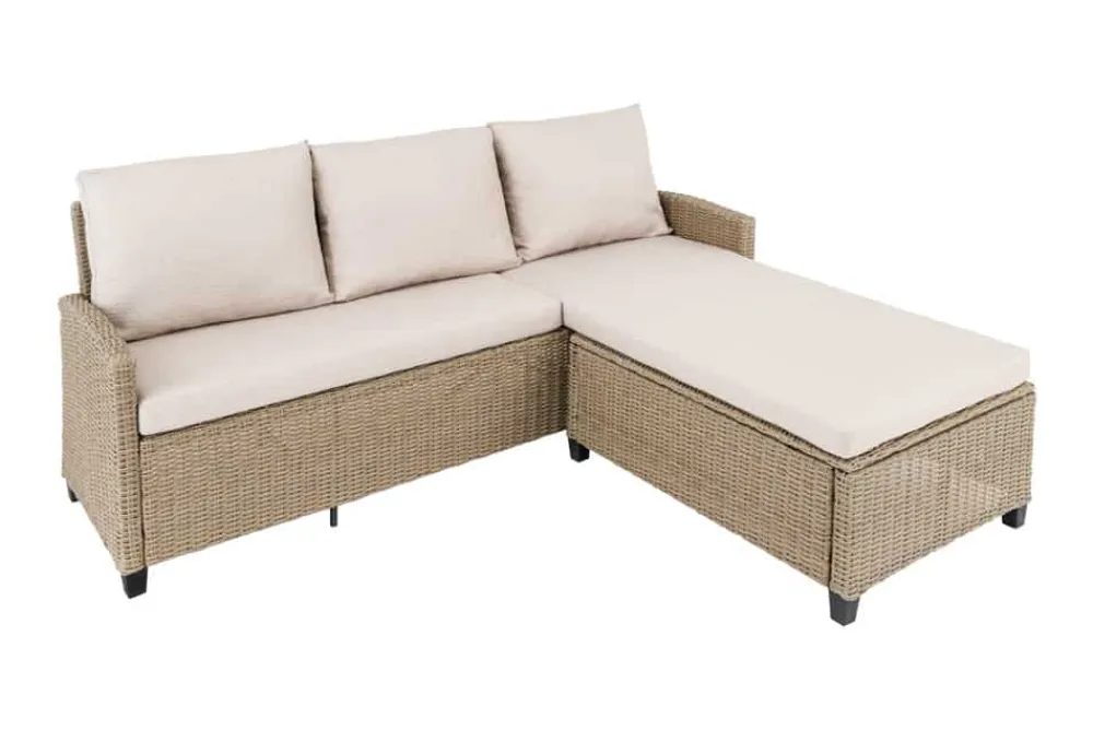 Riess-Ambiente Sitzgruppen > Outdoor Garten-Lounge MONACO 190cm natur Polyrattan Sitzecke inkl. Kissen wetterfest