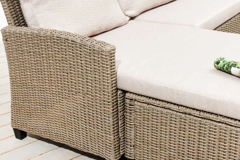 Riess-Ambiente Sitzgruppen > Outdoor Garten-Lounge MONACO 190cm natur Polyrattan Sitzecke inkl. Kissen wetterfest