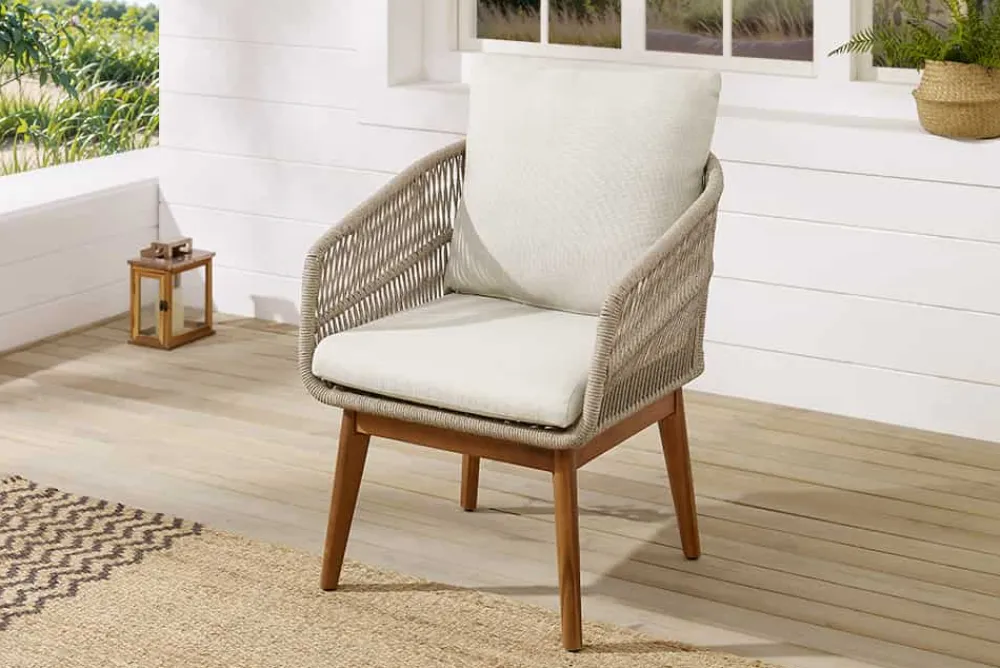 Riess-Ambiente Sitzgruppen > Outdoor Gartenlounge ROPE natur taupe Akazie 2er-Sitzgruppe inkl. Tisch und Kissen