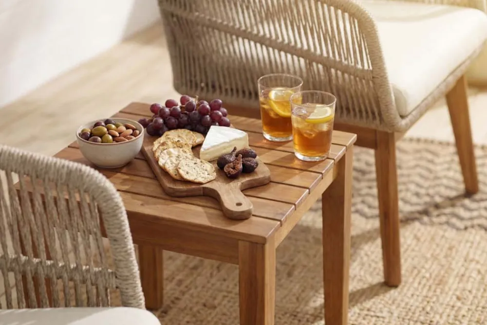Riess-Ambiente Sitzgruppen > Outdoor Gartenlounge ROPE natur taupe Akazie 2er-Sitzgruppe inkl. Tisch und Kissen