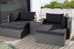 Riess-Ambiente Sitzgruppen > Outdoor Gartenlounge Set XXL MODULAR grau Polyrattan Sitzgruppe wetterfest inkl. Kissen