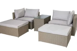 Riess-Ambiente Sitzgruppen > Outdoor Gartenlounge Set XXL MODULAR natur Polyrattan Sitzgruppe wetterfest inkl. Kissen