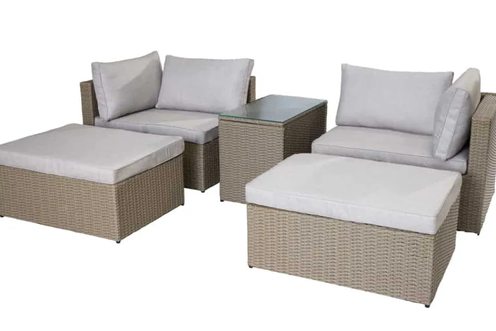 Riess-Ambiente Sitzgruppen > Outdoor Gartenlounge Set XXL MODULAR natur Polyrattan Sitzgruppe wetterfest inkl. Kissen