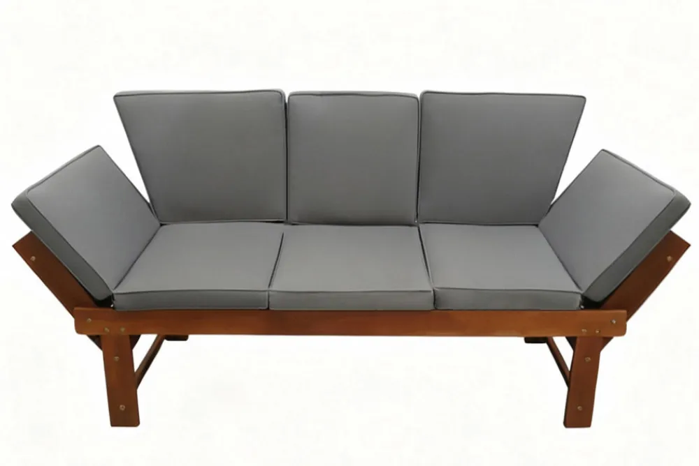 Riess-Ambiente Mehr...|Skandinavisch > Outdoor Garten Sitzbank MODULAR 200cm natur grau Akazie mit Tisch inkl. Kissen klappbar