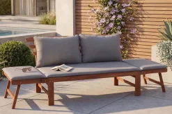 Riess-Ambiente Mehr...|Skandinavisch > Outdoor Garten Sitzbank MODULAR 200cm natur grau Akazie inkl. Kissen klappbar