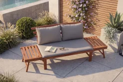 Riess-Ambiente Mehr...|Skandinavisch > Outdoor Garten Sitzbank MODULAR 200cm natur grau Akazie inkl. Kissen klappbar