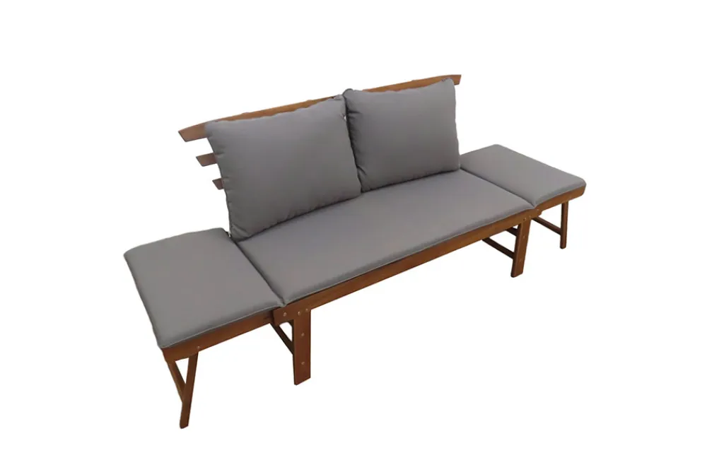 Riess-Ambiente Mehr...|Skandinavisch > Outdoor Garten Sitzbank MODULAR 200cm natur grau Akazie inkl. Kissen klappbar