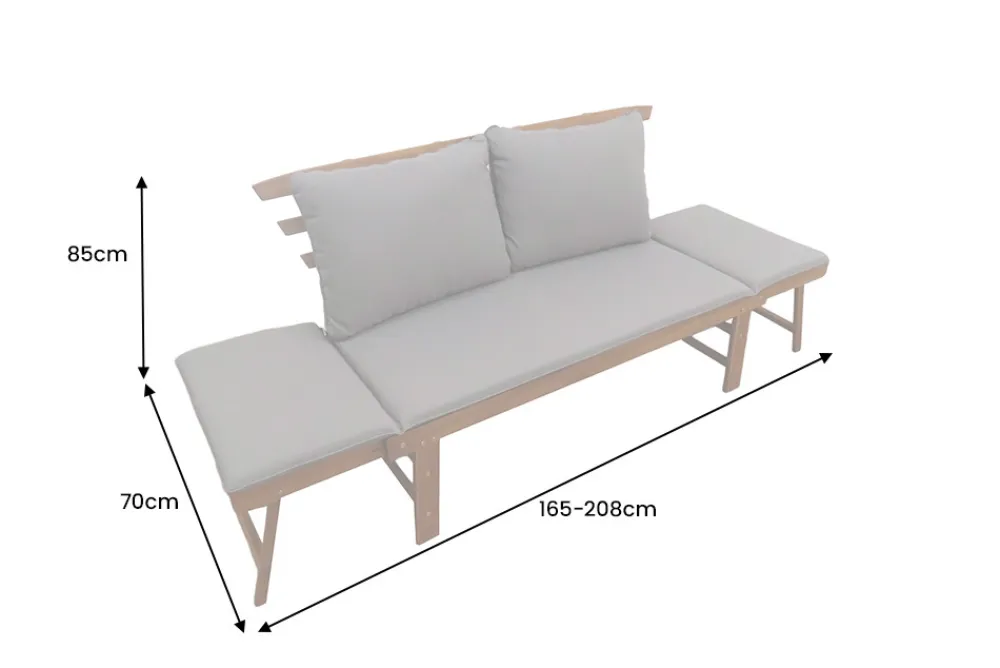Riess-Ambiente Mehr...|Skandinavisch > Outdoor Garten Sitzbank MODULAR 200cm natur grau Akazie inkl. Kissen klappbar