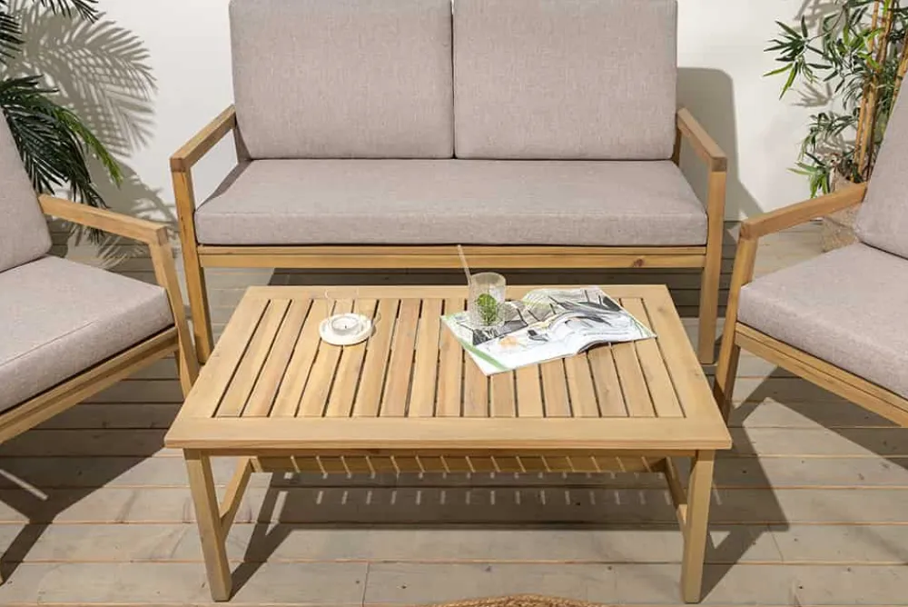 Riess-Ambiente Mehr...|Massivholz Gartenmöbel > Outdoor Garten-Sitzgruppe BALI 110cm natur beige Akazie Massivholz wetterfest