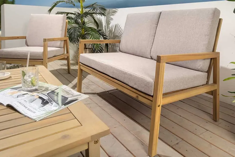 Riess-Ambiente Mehr...|Massivholz Gartenmöbel > Outdoor Garten-Sitzgruppe BALI 110cm natur beige Akazie Massivholz wetterfest