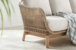 Riess-Ambiente Sitzgruppen > Outdoor Garten Sitzgruppe BALI ROPE 235cm beige natur Akazienholz Aluminium Kissen
