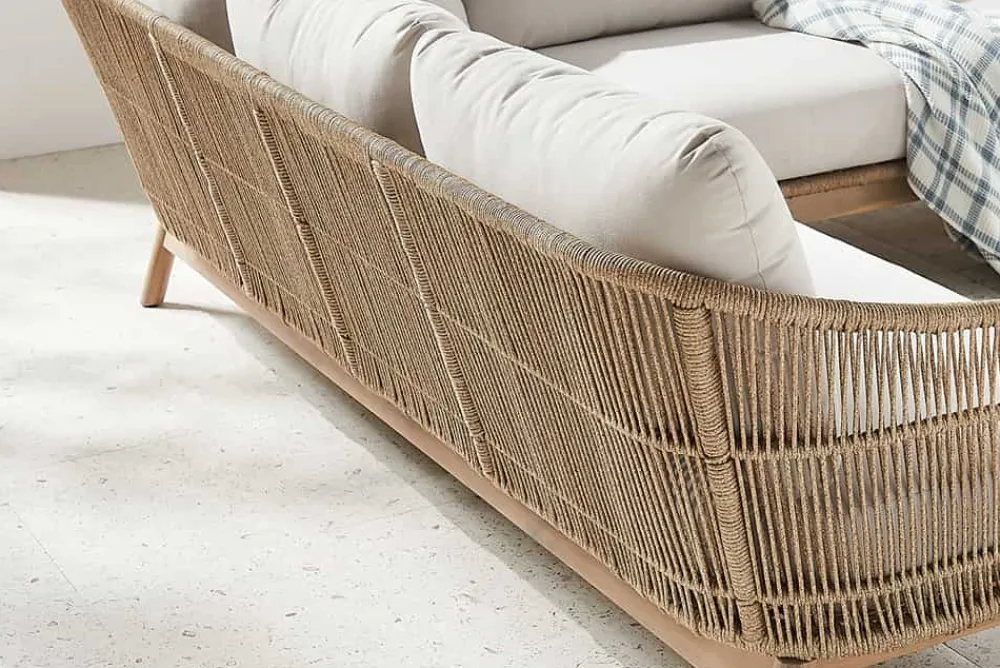 Riess-Ambiente Sitzgruppen > Outdoor Garten Sitzgruppe BALI ROPE 235cm beige natur Akazienholz Aluminium Kissen