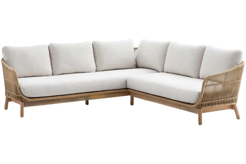 Riess-Ambiente Sitzgruppen > Outdoor Garten Sitzgruppe BALI ROPE 235cm beige natur Akazienholz Aluminium Kissen