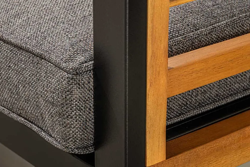 Riess-Ambiente Sitzgruppen > Outdoor Garten-Sitzgruppe PURE grau natur Akazie schwarz Metall inkl. Tisch Sitzpolster