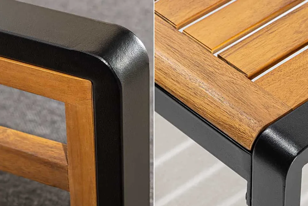 Riess-Ambiente Sitzgruppen > Outdoor Garten-Sitzgruppe PURE grau natur Akazie schwarz Metall inkl. Tisch Sitzpolster