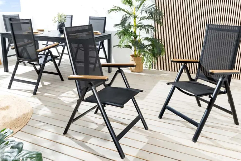 Riess-Ambiente Gartenstühle > Outdoor Gartenstuhl DESIGNO anthrazit Aluminium klappbar wetterfest Hochlehner