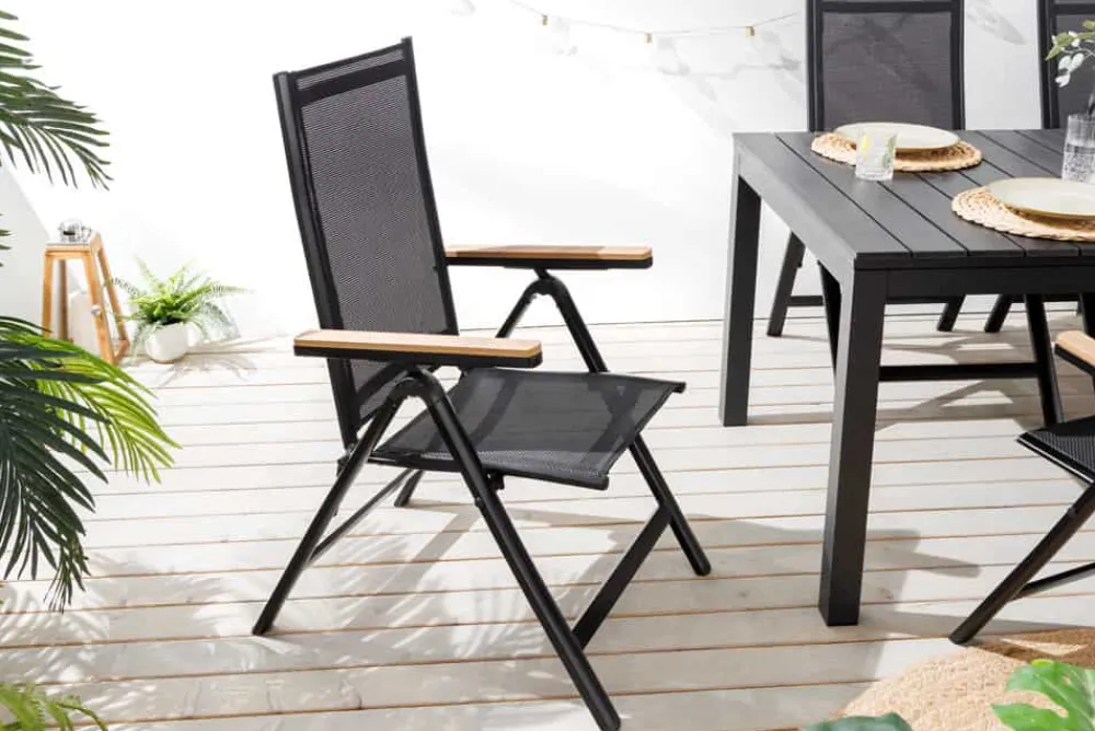 Riess-Ambiente Gartenstühle > Outdoor Gartenstuhl DESIGNO anthrazit Aluminium klappbar wetterfest Hochlehner