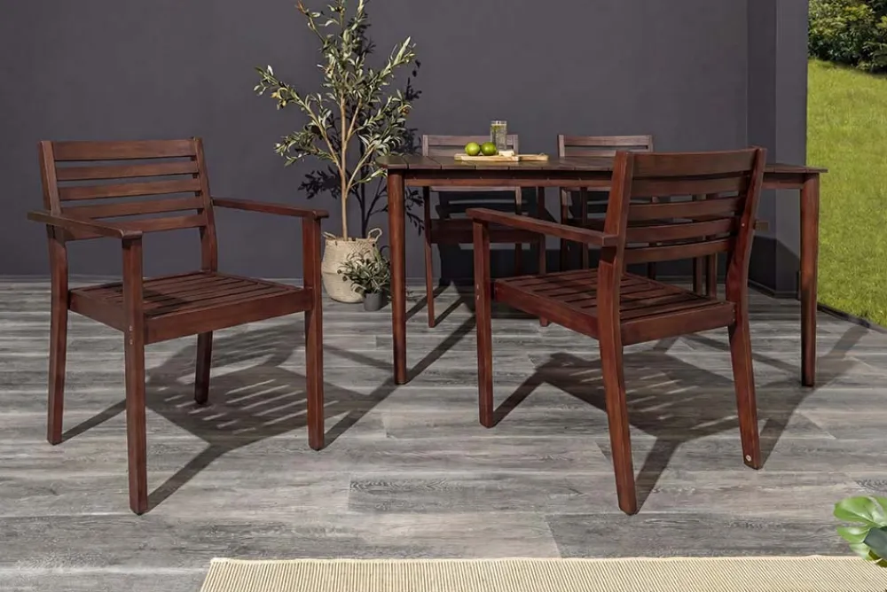 Riess-Ambiente Mehr...|Massivholz Gartenmöbel > Outdoor Gartenstuhl KOPENHAGEN beige braun Akazie honey finish inkl. Kissen stapelbar
