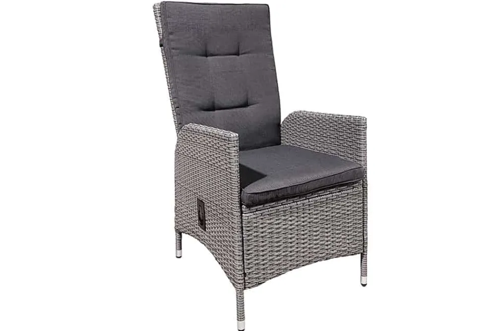 Riess-Ambiente Gartenstühle > Outdoor Gartenstuhl SYLT grau Polyrattan Hochlehner mit Armlehne verstellbar wetterfest