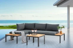 Riess-Ambiente Skandinavisch|Gartentische > Outdoor Gartentisch ORLANDO LOUNGE 60cm anthrazit natur Aluminium wetterfest