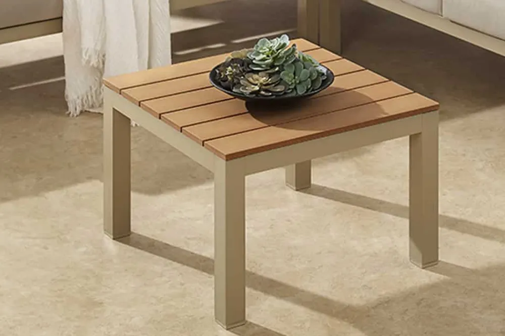 Riess-Ambiente Skandinavisch|Gartentische > Outdoor Gartentisch ORLANDO LOUNGE 60cm greige natur Aluminium wetterfest