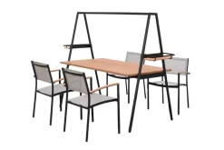 Riess-Ambiente Mehr...|Massivholz Gartenmöbel > Outdoor Gartentisch RIO 190cm anthrazit Aluminium Massivholz mit Dekostange wetterfest