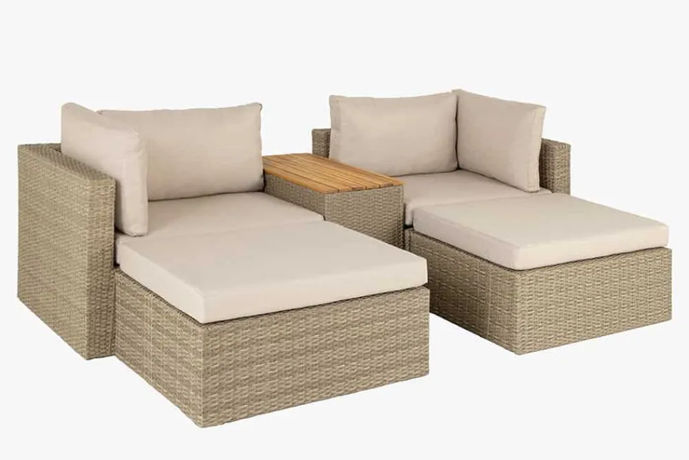 Riess-Ambiente Sitzgruppen > Outdoor Garten XXL Lounge-Set MONACO MODULAR 230cm natur beige Sitzecke inkl. Kissen und Tisch