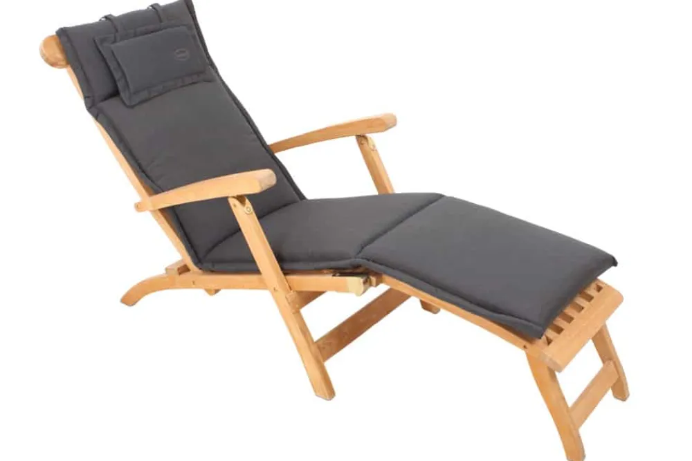 Riess-Ambiente Outdoor Kissen > Outdoor Kissen ROG 45x186cm anthrazit Sitzkissen Polster-Auflage für Deckchair