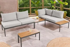 Riess-Ambiente Sitzgruppen > Outdoor Lounge MOBILE MODULAR anthrazit hellgrau Garten-Sitzgruppe inkl. Tisch und Kissen