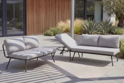 Riess-Ambiente Sitzgruppen > Outdoor Lounge Sitzgruppe MOBILE MODULAR anthrazit hellgrau mit Tisch wetterfest