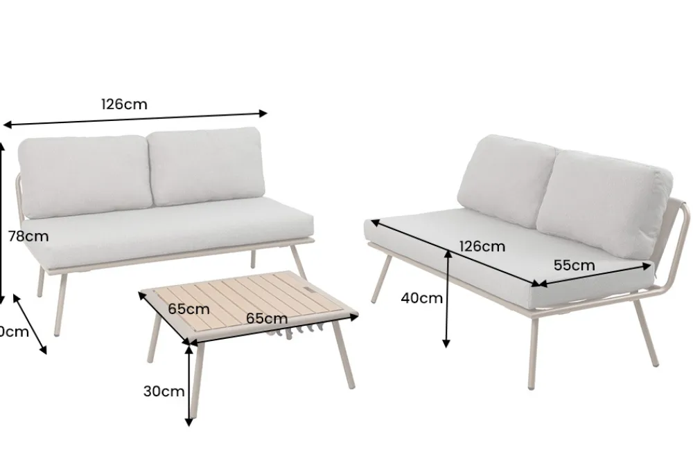 Riess-Ambiente Sitzgruppen > Outdoor Lounge Sitzgruppe MOBILE MODULAR greige mit Tisch wetterfest