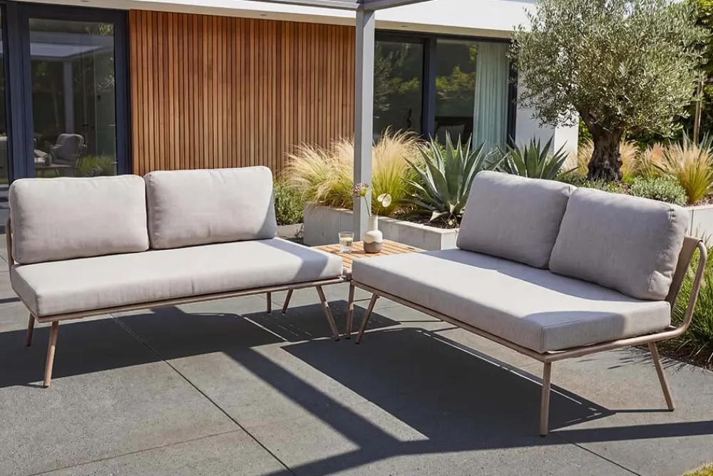Riess-Ambiente Sitzgruppen > Outdoor Lounge Sitzgruppe MOBILE MODULAR greige mit Tisch wetterfest