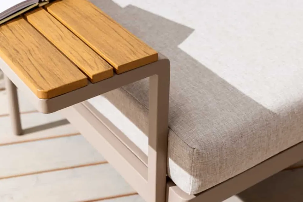 Riess-Ambiente Sitzgruppen > Outdoor Lounge Sitzgruppe MOBILE MODULAR 240cm champagner greige inkl. Kissen