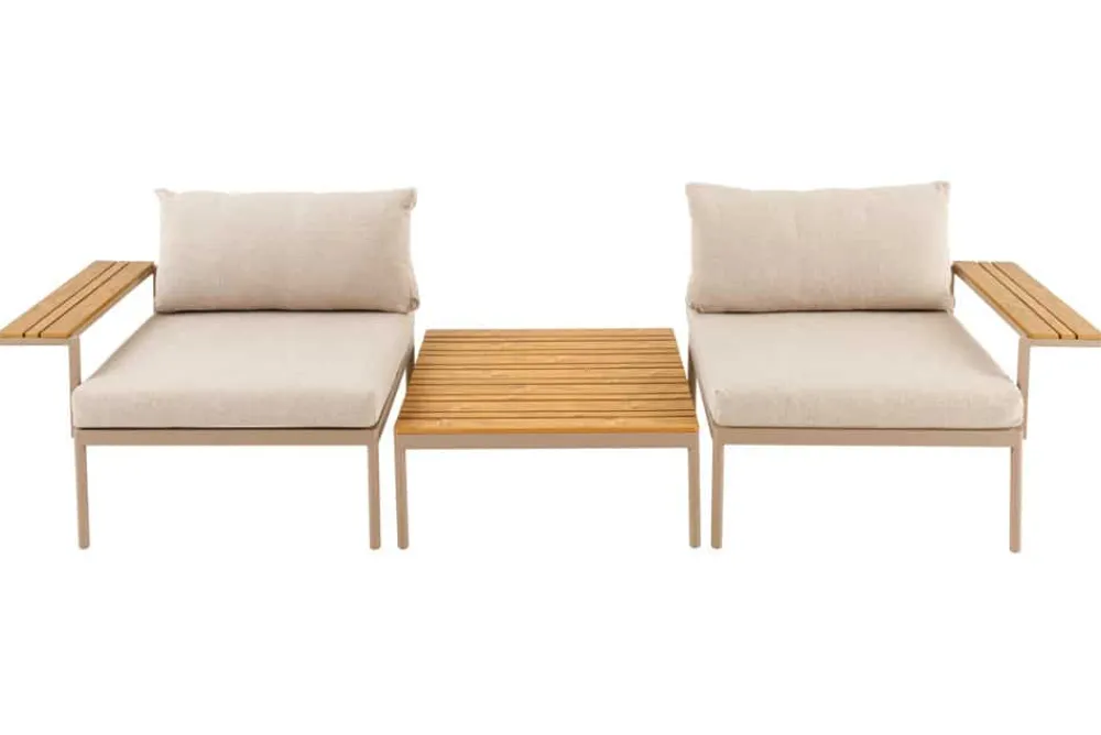 Riess-Ambiente Sitzgruppen > Outdoor Lounge Sitzgruppe MOBILE MODULAR 240cm champagner greige inkl. Kissen