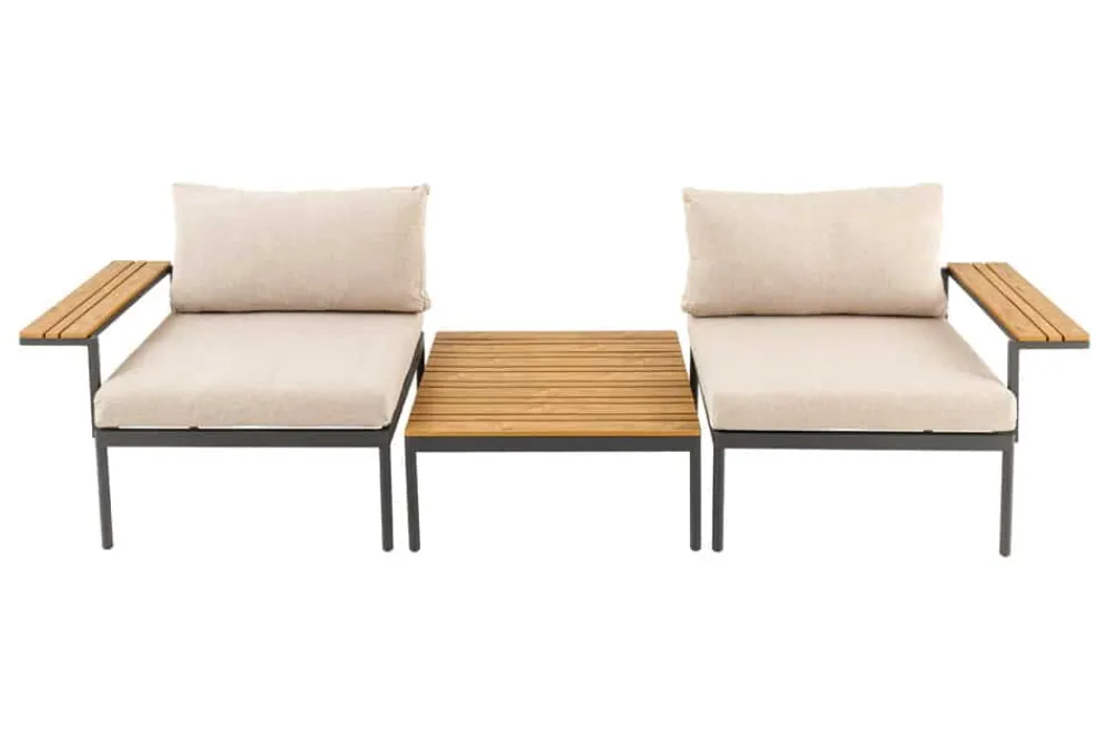 Riess-Ambiente Sitzgruppen > Outdoor Lounge Sitzgruppe MOBILE MODULAR 240cm anthrazit greige inkl. Kissen